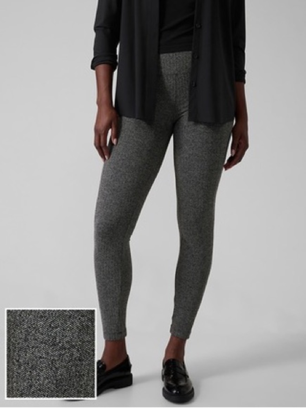 Athleta Delancey Black/Grey Herringbone Legging with Pockets